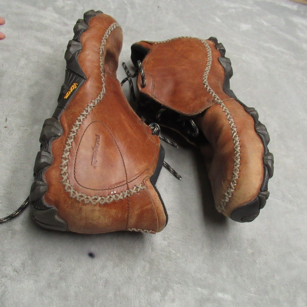 Patagonia Mens 14 Mid Boots Brown Leather Vibram Ranger Smith Waterproof Lace Up - Picture 5 of 16